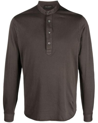 Dell'Oglio Band-collar Cotton Polo Shirt - Gray