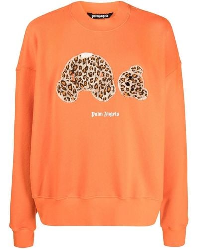 Palm Angels Leopard Teddy Sweatshirt - Orange