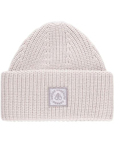 Moose Knuckles Logo-patch Ribbed-knit Beanie - Natural