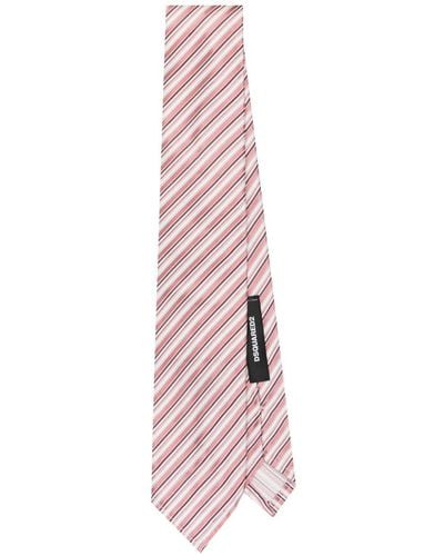 DSquared² Gestreifte Krawatte aus Seide - Pink