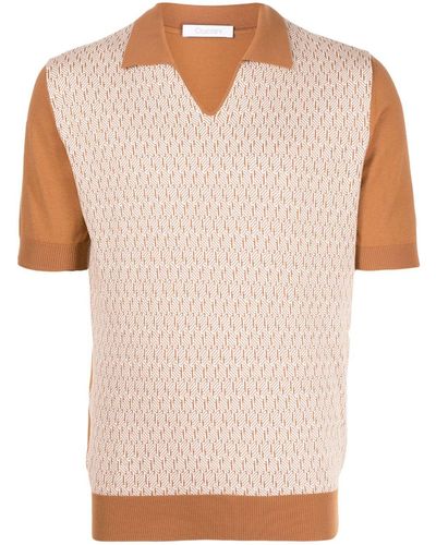 Cruciani Geometric-pattern Cotton Polo Shirt - Natural