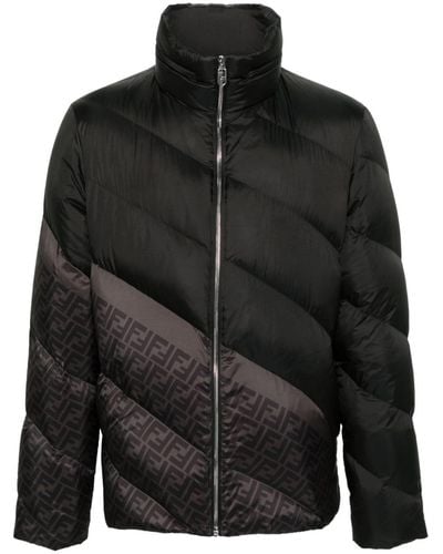 Fendi Diagonal Casual Jackets, Parka - Black