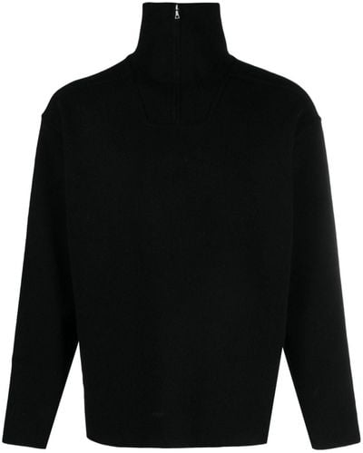AURALEE Paneled High-neck Sweatshirt - Black
