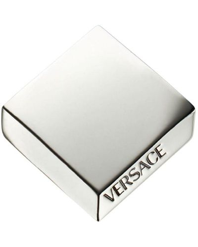 Versace Eckiger Ring mit Logo-Gravur - Mettallic