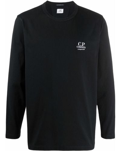 C.P. Company Long-sleeved Embroidered Logo Top - Black