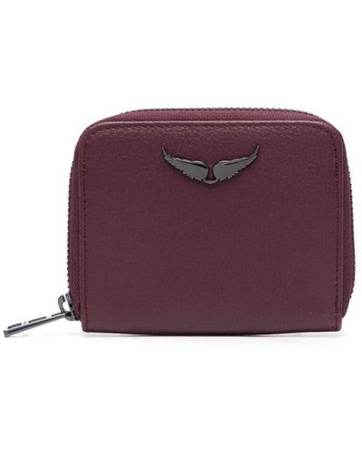 Zadig & Voltaire Mini Zv Logo-plaque Leather Wallet - Purple