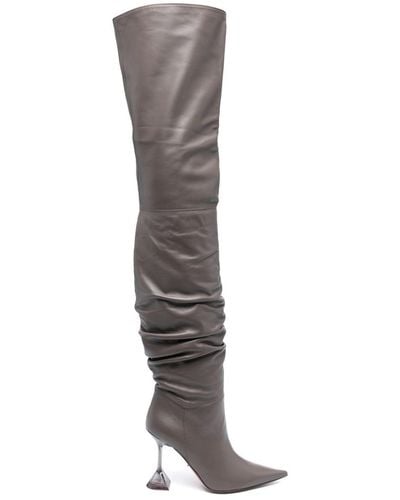 AMINA MUADDI Olivia 95mm Thigh-high Boots - Grey