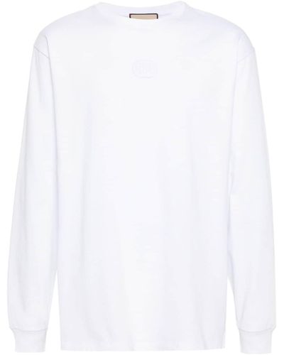 Gucci T-shirt en coton à patch Interlocking G - Blanc