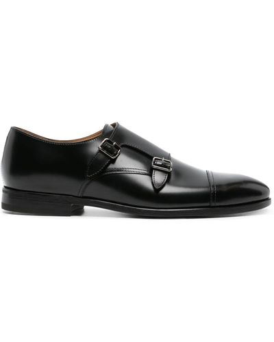 Henderson Double-buckle Leather Monk Shoes - Black