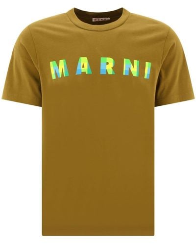 Marni T-Shirt mit Logo-Print - Grün