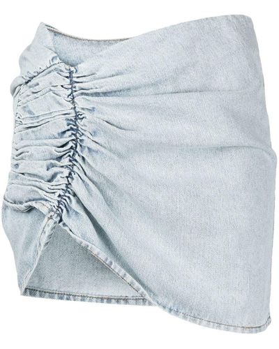 The Mannei Asymmetric Ruched Denim Skirt - Blue