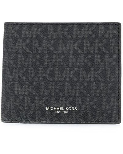 Michael Kors Portefeuille compact Greyson fin à imprimé logo - Noir