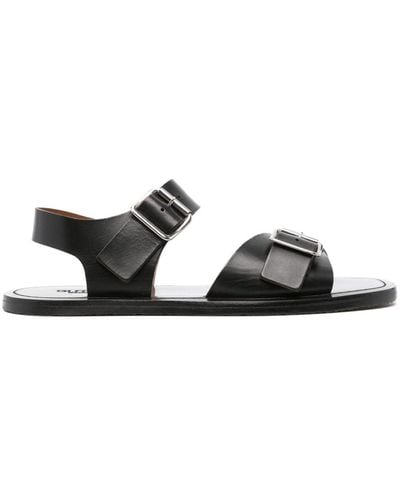 Buttero Square-toe Leather Sandals - Black