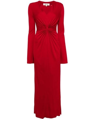 Diane von Furstenberg Lauren Ruched-detail Maxi Dress - Red