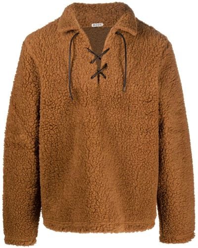 Bode Wool-blend Lace-up Sweatshirt - Brown