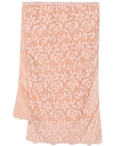 D.exterior Floral-embroidered Scarf - Pink