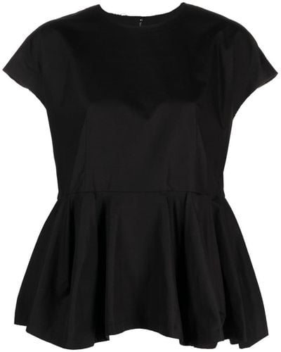 Comme des Garçons Peplum-waist Cotton Blouse - Black