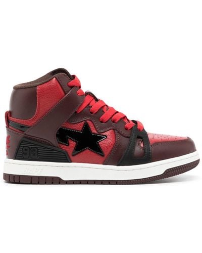 A Bathing Ape Bape Sta Mid Sneakers - Red