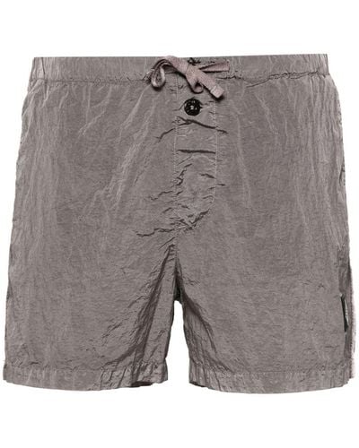 Stone Island Compass-appliqué Econyl® Swim Shorts - Grey