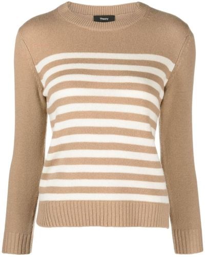 Theory Felted-finish Striped Sweater - Natural