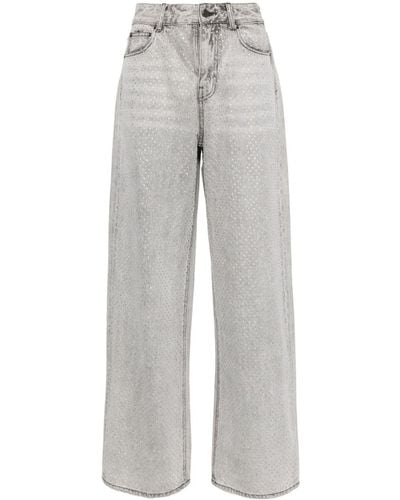 JNBY Rhinestone-embellished Cotton Jeans - Grey