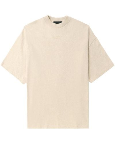 Fear Of God Essentials Logo-applique Cotton T-shirt - Natural