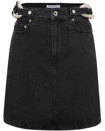 JW Anderson Chain-link Detail Denim Skirt - Black