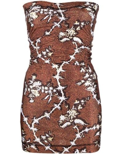 KNWLS Mini-jurk Met Bloemenprint - Bruin
