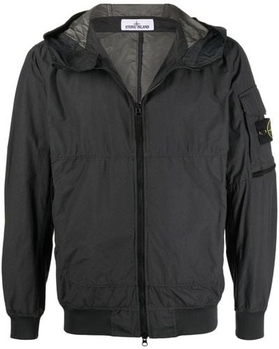 Stone Island Compass-patch Hooded Jacket - Grey