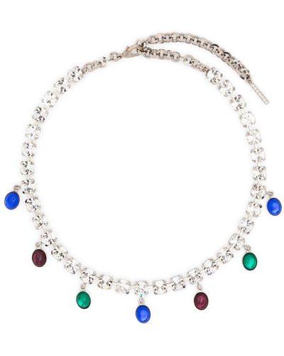 Alessandra Rich Crystal Pendants Necklace - White