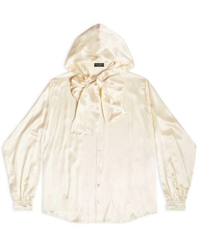 Balenciaga Silk Hooded Blouse - White