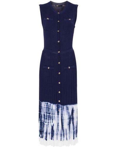 Maje Geribbelde Maxi-jurk Met Tie-dye Print - Blauw