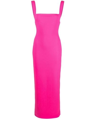 Solace London Fuchsia kleid mit eckigem ausschnitt - Pink
