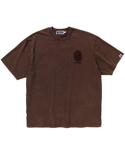 A Bathing Ape T-shirt Met Geborduurd Logo - Bruin