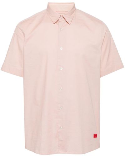 HUGO Logo-patch Short-sleeve Shirt - Pink