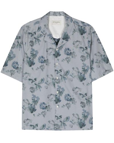 Officine Generale Hemd mit Blumen-Print - Blau