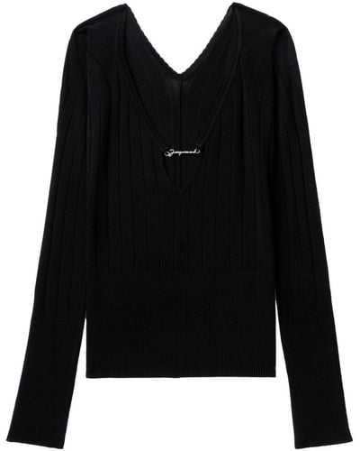 Jacquemus Le Haut Pralu Ribbed Sweater - Black