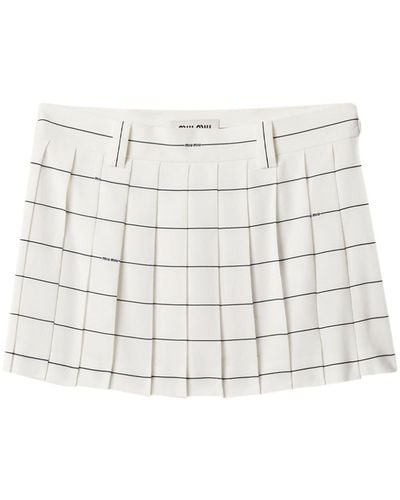 Miu Miu Striped Sablé Miniskirt - White