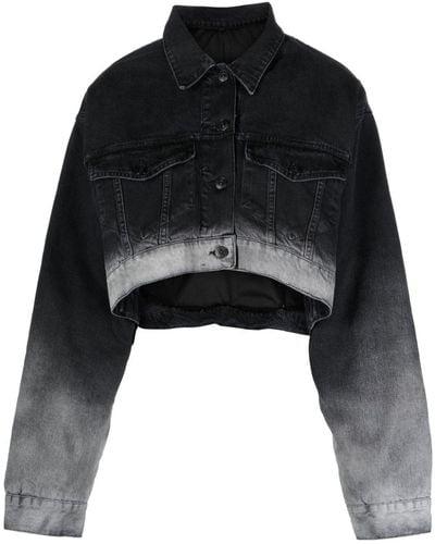 3x1 Gradient Cropped Denim Jacket - Black