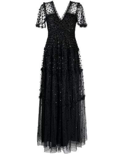 Needle & Thread Thea スパンコールトリム イブニングドレス - ブラック