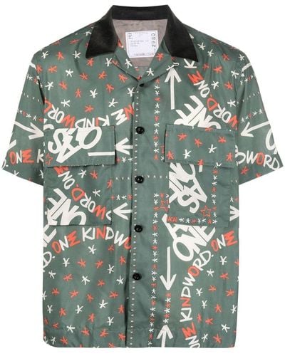 Sacai X Eric Haze Overhemd Met Print - Groen