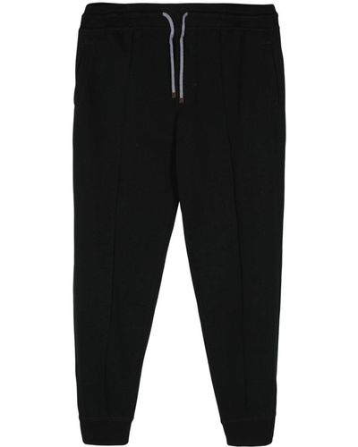 Brunello Cucinelli Pantalones de chándal con detalle de costuras - Negro