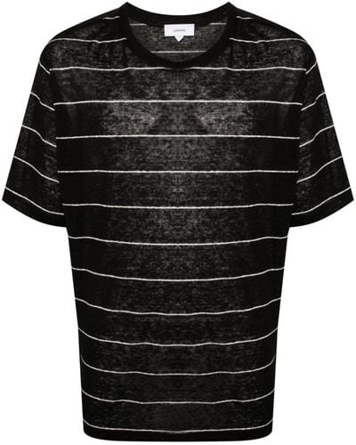 Lardini Gestreiftes T-Shirt aus Feinstrick - Schwarz