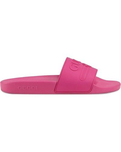 Gucci Logo Rubber Slide Sandal - Pink