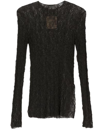 Uma Wang Side-slits Open-knit Blouse - Black