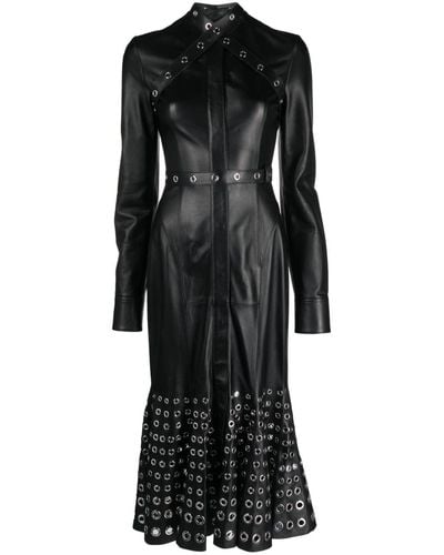 Off-White c/o Virgil Abloh Eyelet-embellished Leather Midi Dress - Black