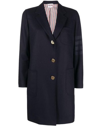 Thom Browne Manteau droit à bandes contrastantes - Bleu