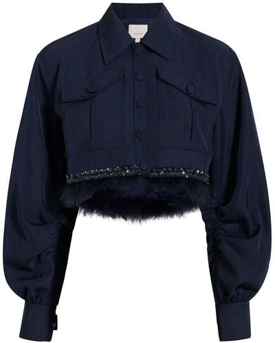 Cinq À Sept Suvi Spread-collar Cropped Jacket - Blue