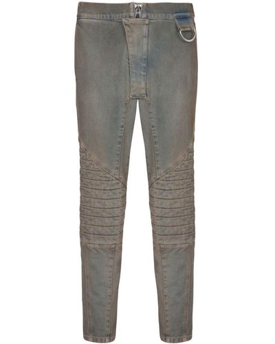 Balmain Jeans slim con design a inserti - Grigio