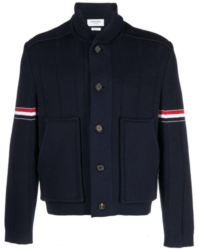 Thom Browne Single-breasted Button-fastening Coat - Blue